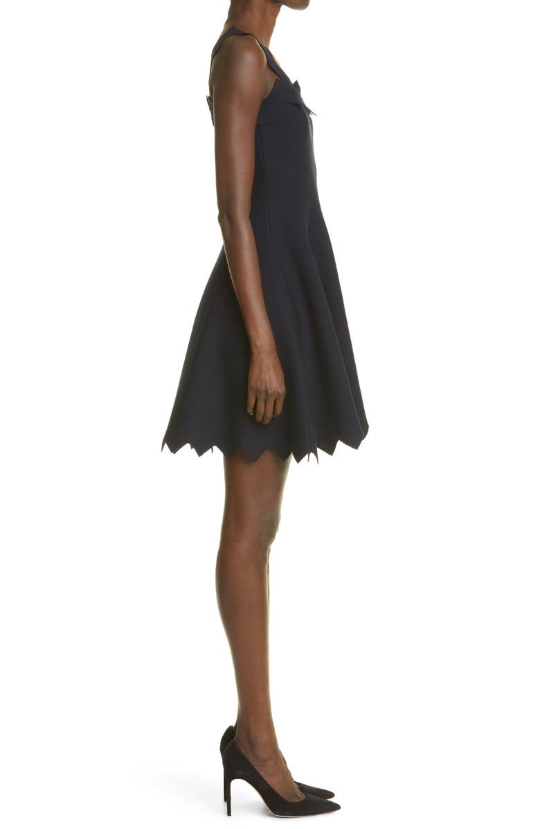 Oscar de la Renta Zigzag Trim Fit & Flare Dress, Alternate, color, 