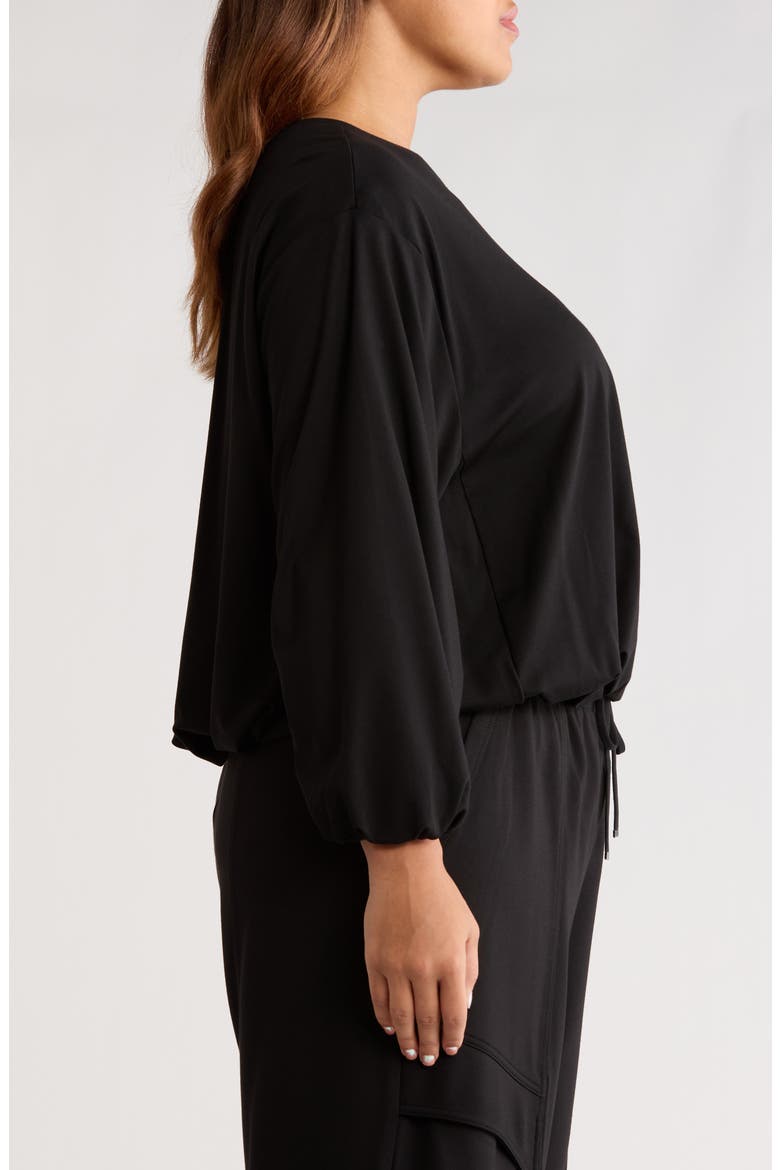 Blouson Knit Top, Alternate, color, BLACK