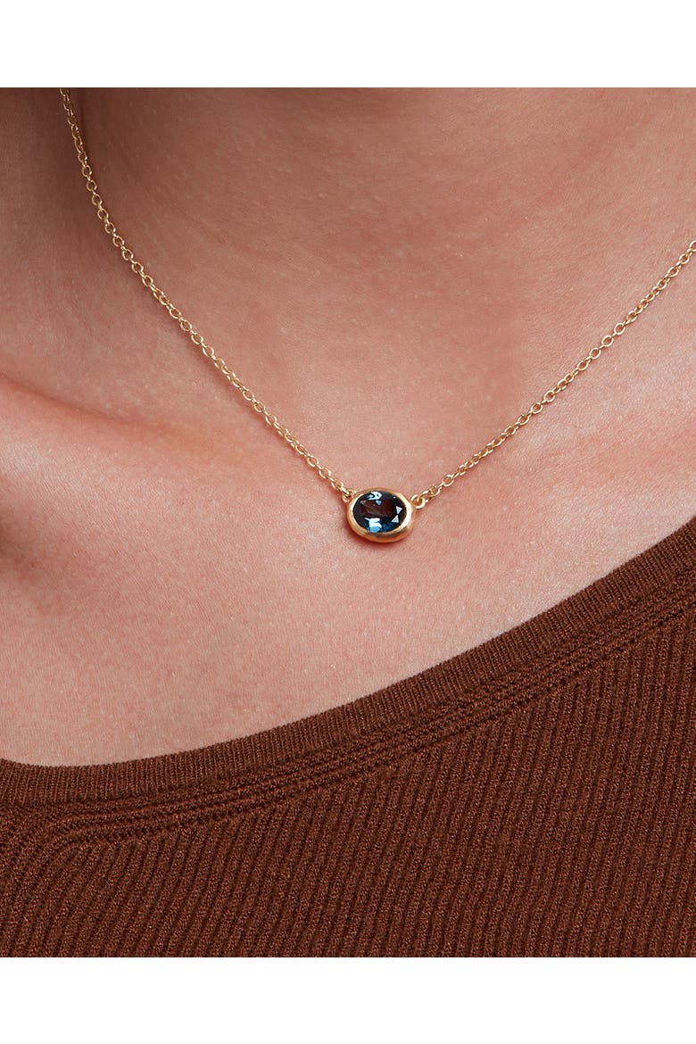 Ellipse Necklace  with Natural Gemstones. Handmade in Italy, Alternate, color, Blue Topaz