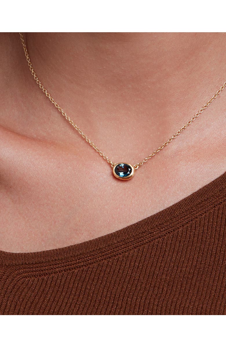 Eloise Jewelry Ellipse Necklace  with Natural Gemstones. Handmade in Italy, Alternate, color, Blue Topaz