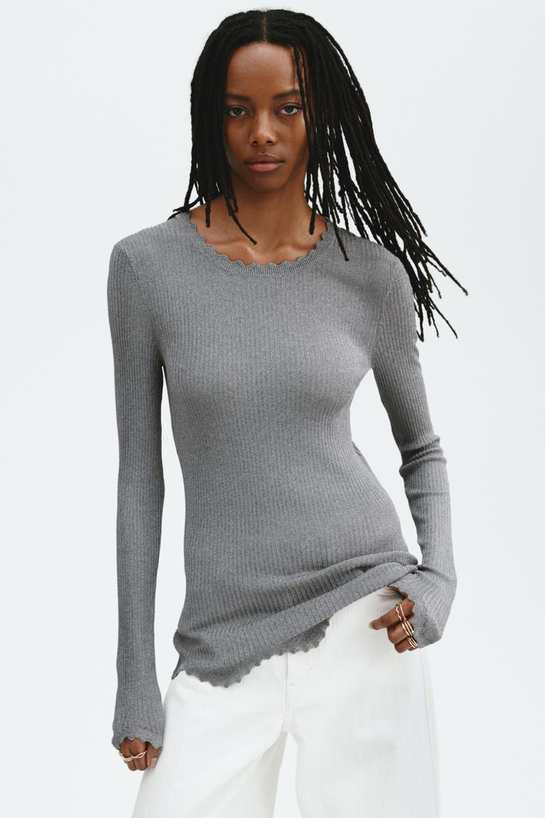 Glittery Viscose Top, Alternate, color, Gray