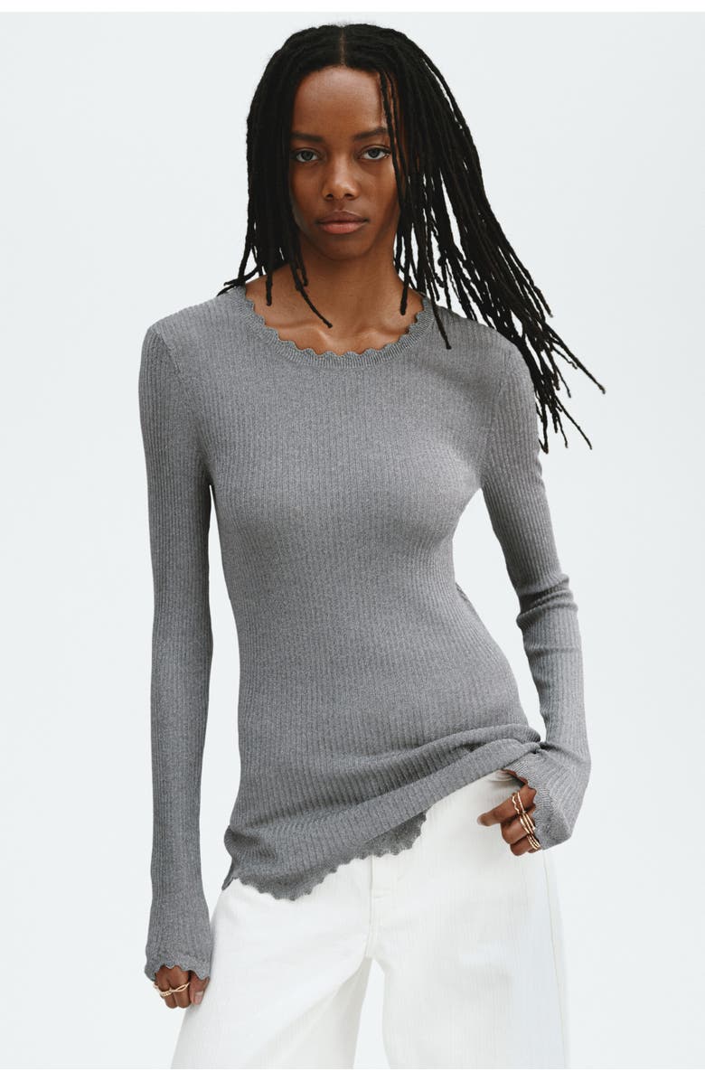 H&M Glittery Viscose Top, Alternate, color, Gray