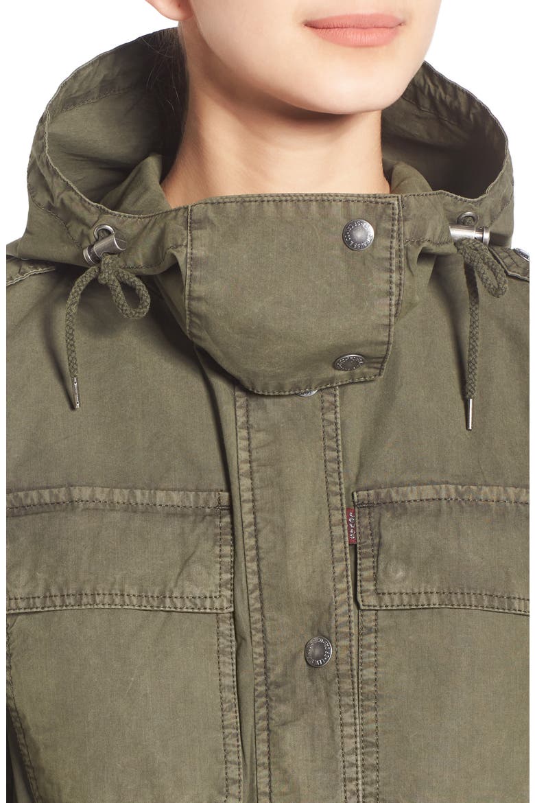 Levi's® Parachute Cotton Hooded Utility Jacket, Alternate, color, ARMY GREEN