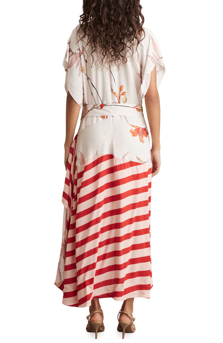 Reiss Alicia Tie Waist Maxi Dress, Alternate, color, Ivory/ Red