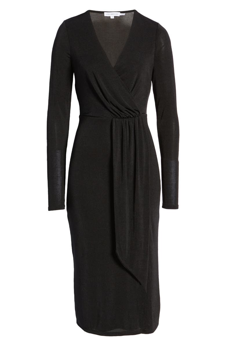 Good American Shimmer Long Sleeve Faux Wrap Dress, Alternate, color, 