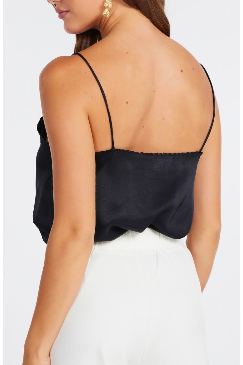 Anya Button Front Embroidered Cami, Alternate, color, Black