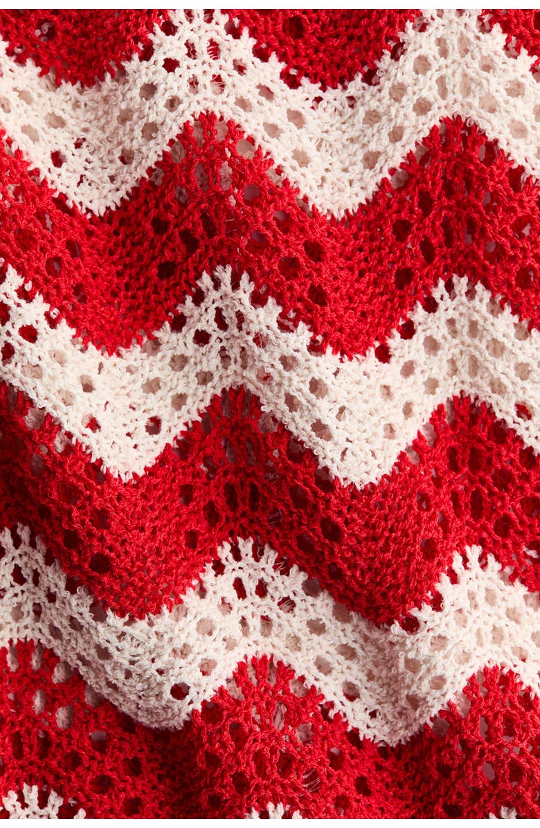 H&M Crochet-look Jacquard Jersey Top, Alternate, color, White/Red Striped