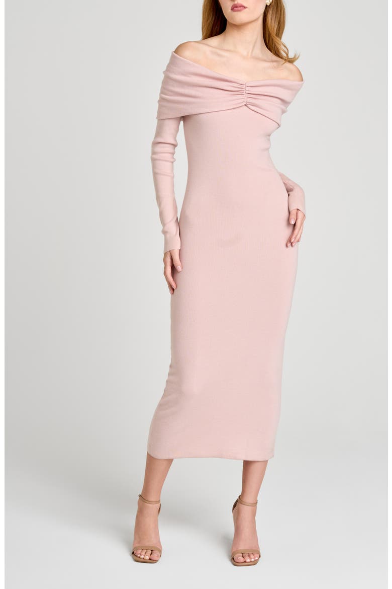 Alice Off the Shoulder Long Sleeve Knit Dress, Alternate, color, BLUSH