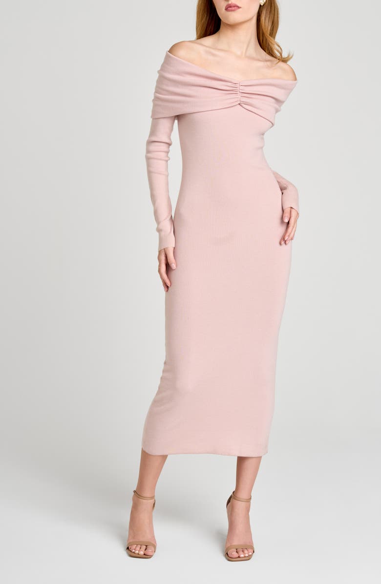 WAYF Alice Off the Shoulder Long Sleeve Knit Dress, Alternate, color, Blush