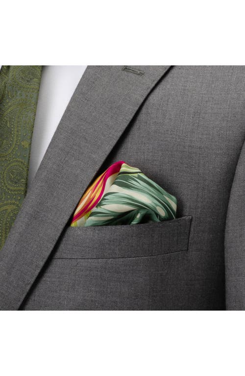 Cufflinks, Inc . Tropical Leaf Print Silk Blend Pocket Square In Multi