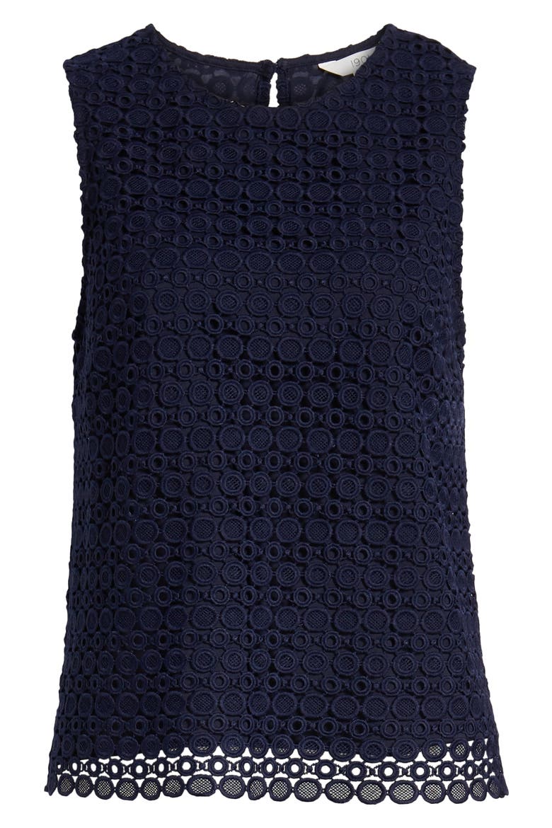 Eyelet Sleeveless Top, Alternate, color, NAVY PEACOAT