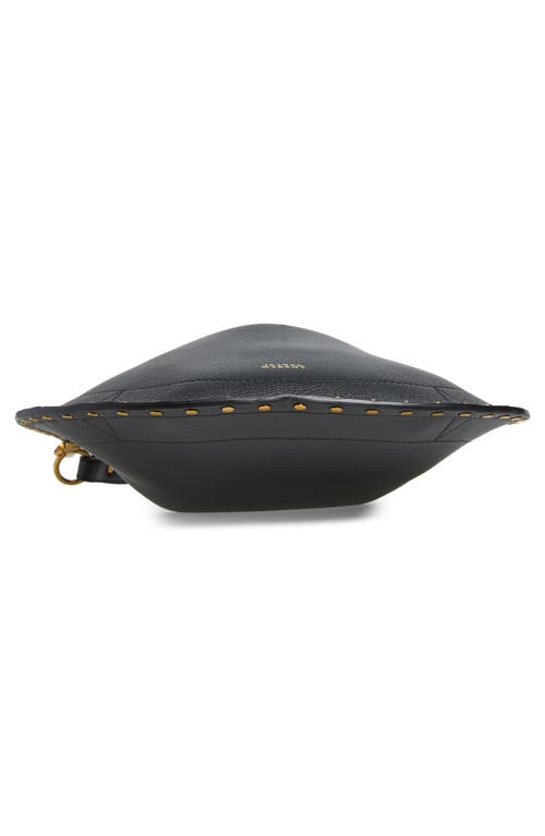 Isabel Marant Oskan Studded Grainy Leather Shoulder Bag In Black
