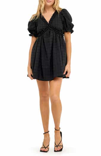 Free the Roses Ruffle Cross Back Cotton Minidress