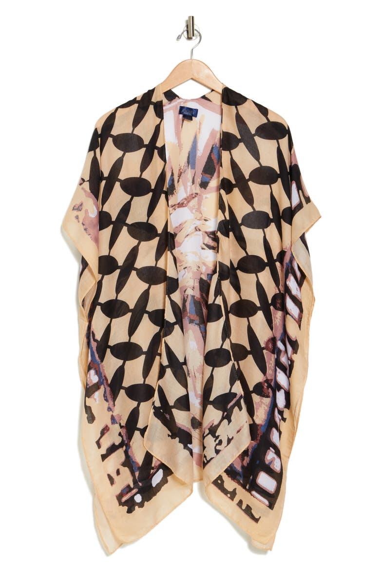 Print Ruana, Alternate, color, IVORY