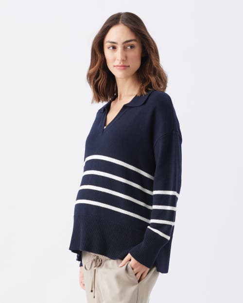 Ripe Maternity Lori Nursing Knit Sweater In Blue