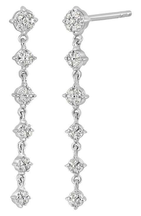 Mykonos 18K White Gold Diamond Linear Drop Earrings