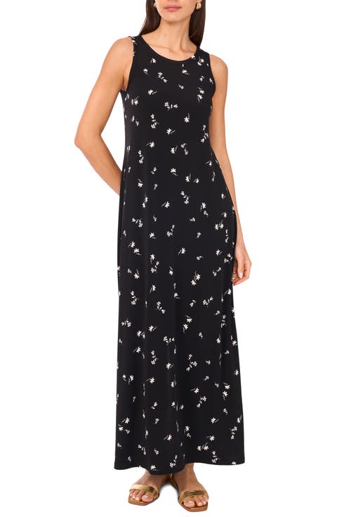 Floral Sleeveless Jersey Maxi Dress