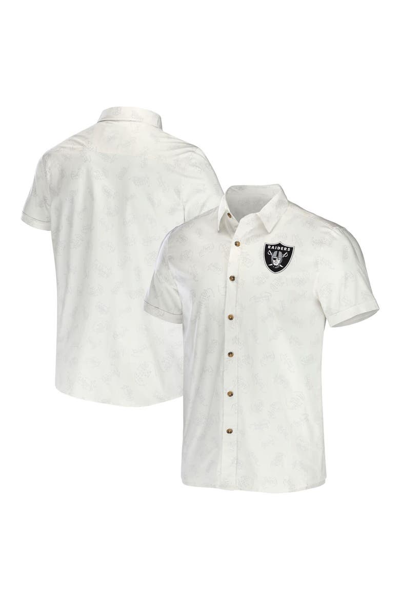 Men's NFL x Darius Rucker Collection by Fanatics White Las Vegas Raiders Woven Button-Up T-Shirt, Main, color, White