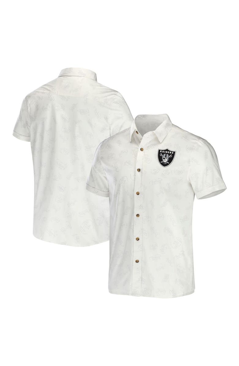 NFL X DARIUS RUCKER Men's NFL x Darius Rucker Collection by Fanatics White Las Vegas Raiders Woven Button-Up T-Shirt, Main, color, White