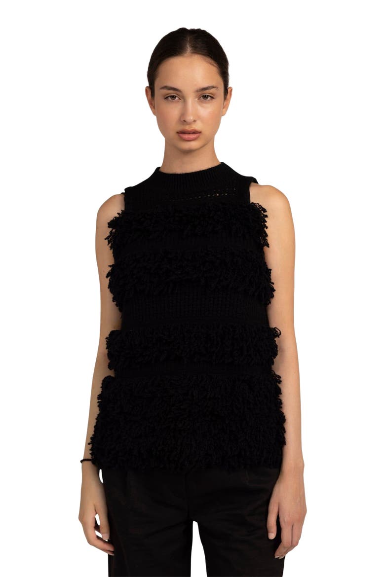 Loop-Stitch Cashmere Vest, Alternate, color, black