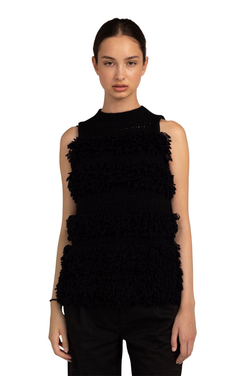 GOBI Mongolian Cashmere Loop-Stitch Cashmere Vest, Main, color, Black