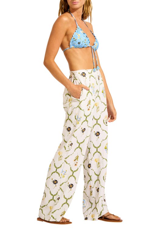 Seafolly Linen Blend Wide Leg Cover-up Pants In White
