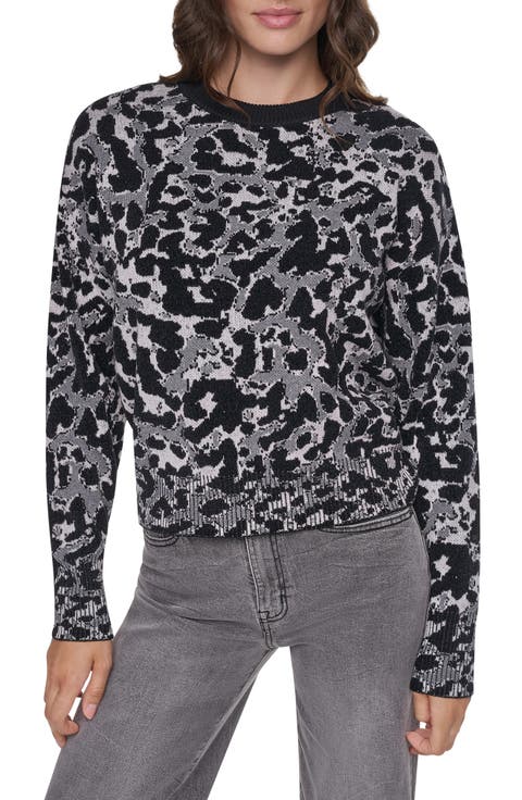 Leopard Jacquard Crewneck Sweater