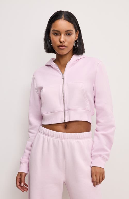 GOOD AMERICAN GOOD AMERICAN CROP BRUSHED FLEECE ZIP HOODIE 