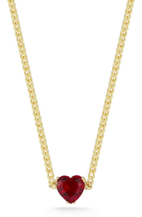 Cubic Zirconia Heart Curb Chain Necklace