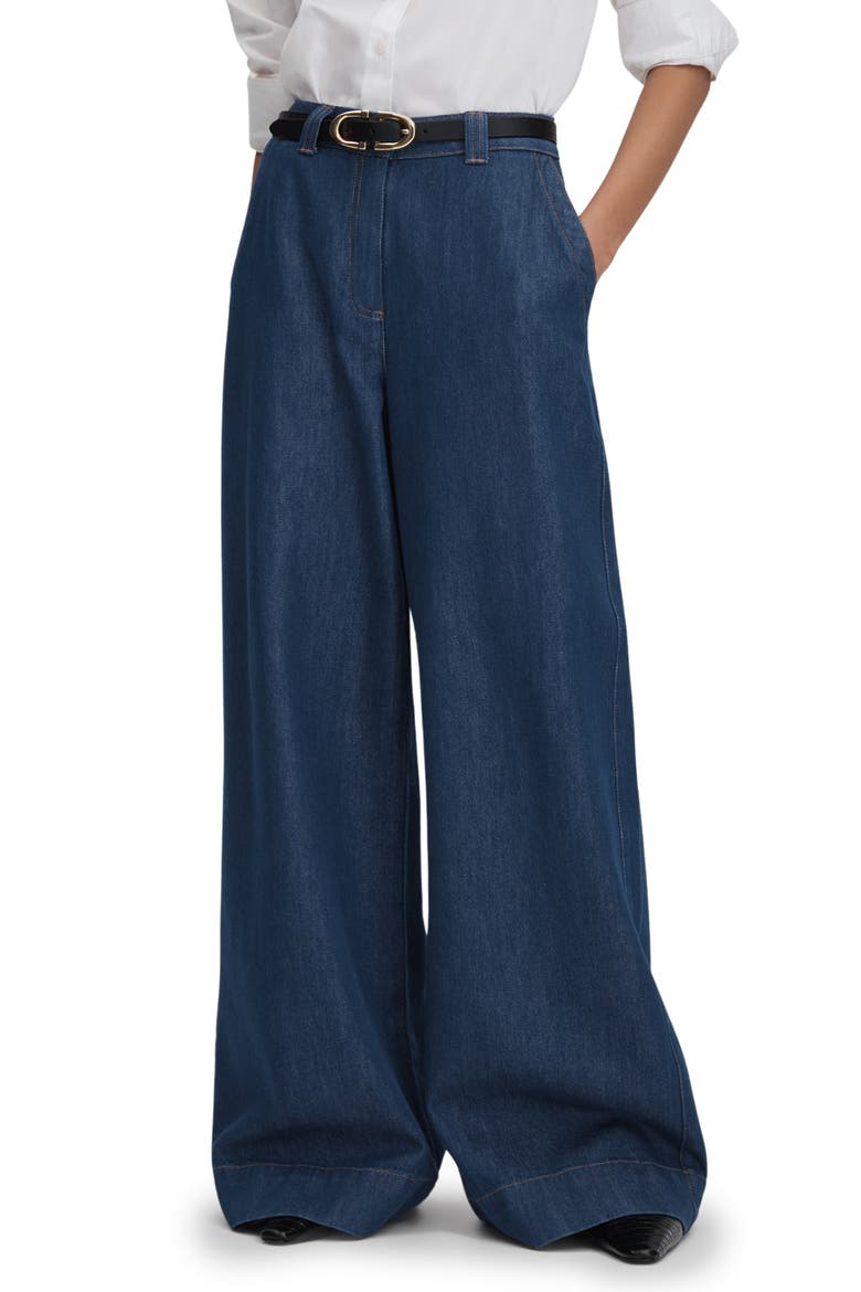 Olivia High Waist Wide Leg Jeans, Main, color, DARK BLUE