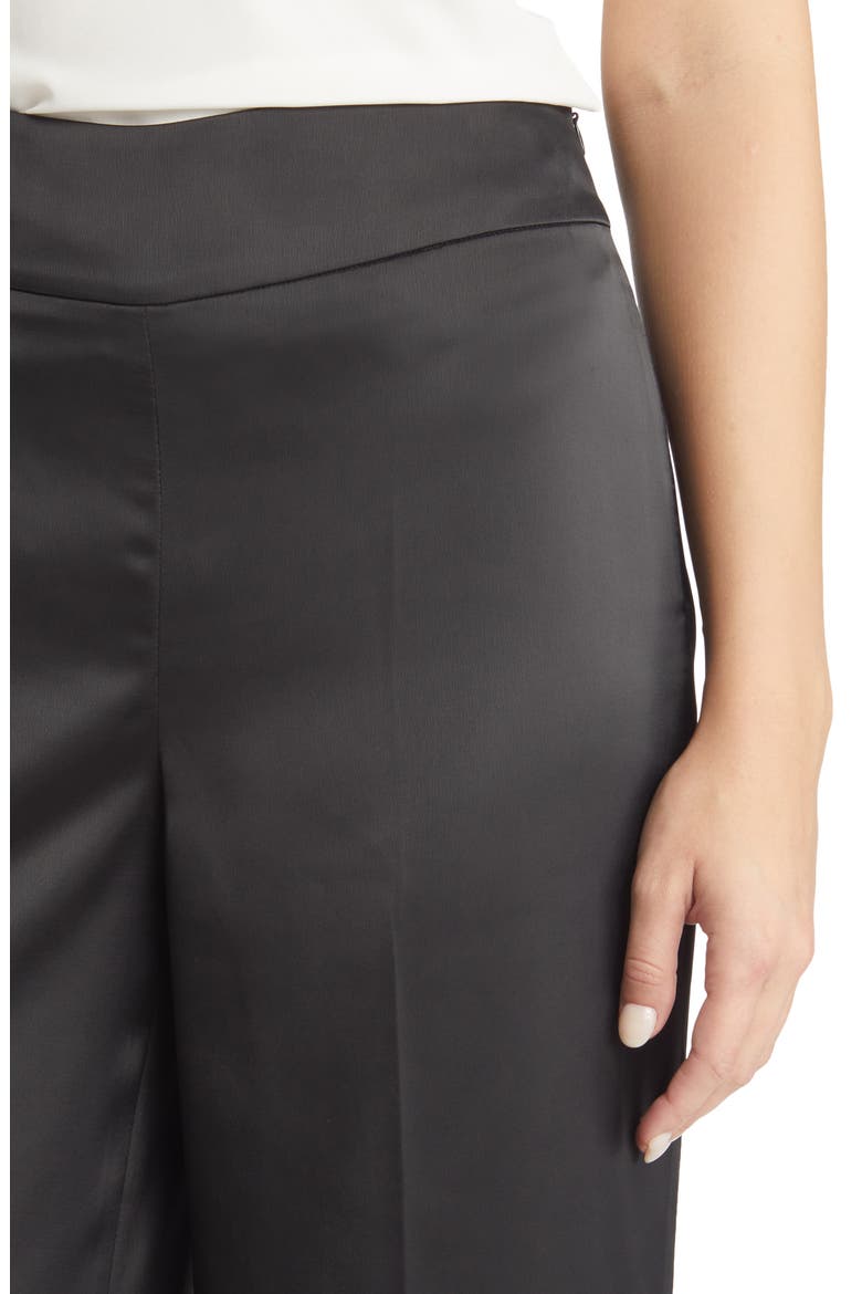 High Waist Wide Leg Satin Pants, Alternate, color, ANNE BLACK