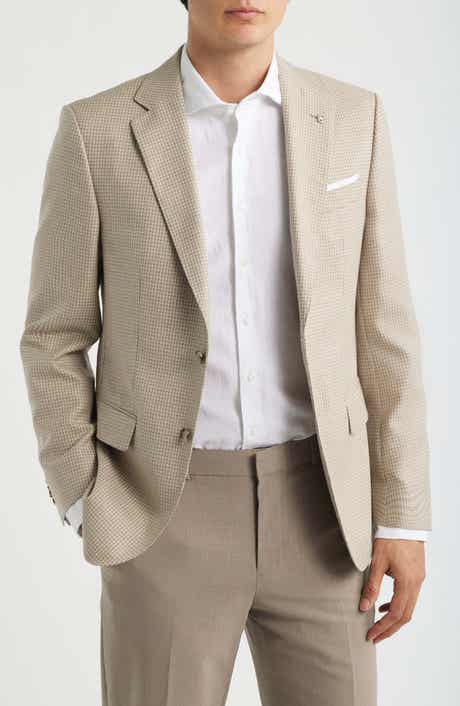 Hutson Slim Fit Light Light Purple Houndstooth Check Virgin Wool Sport Coat