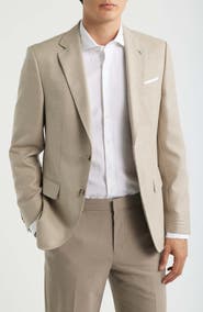 BOSS Hutson Slim Fit Light Light Purple Houndstooth Check Virgin Wool Sport Coat