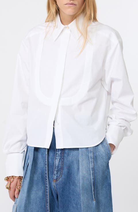Boxy Cotton Poplin Button-Up Shirt