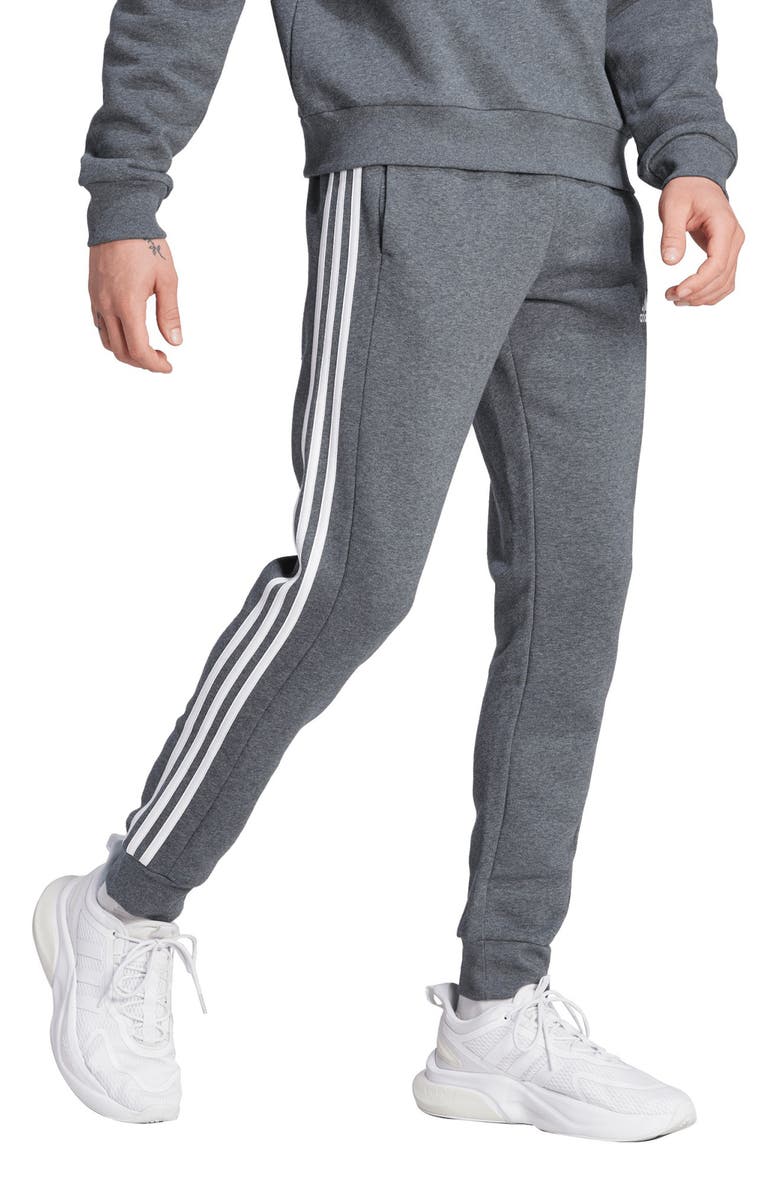 adidas Essentials Fleece Tapered Joggers, Alternate, color, Dark Grey Heather