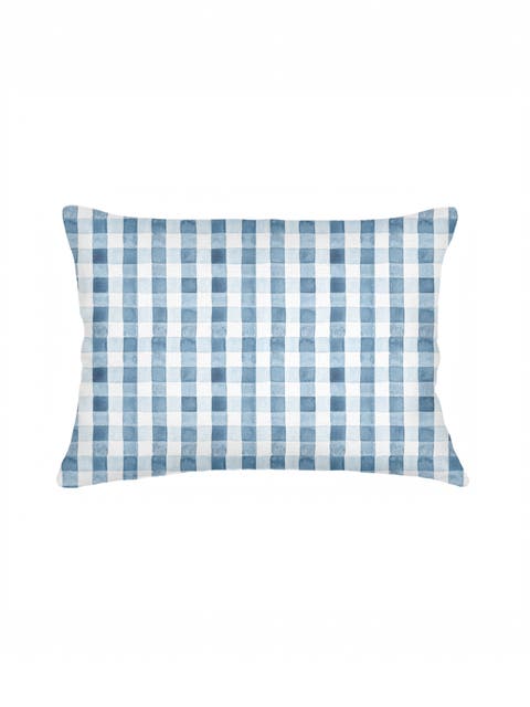 Gingham Linen Pillow with Down Insert