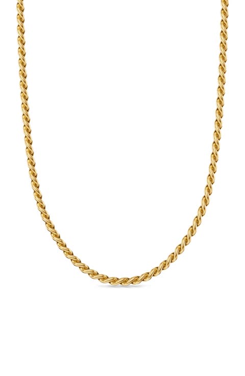 Sculpted Cable 18k Gold Chain Necklace, 3.7mm