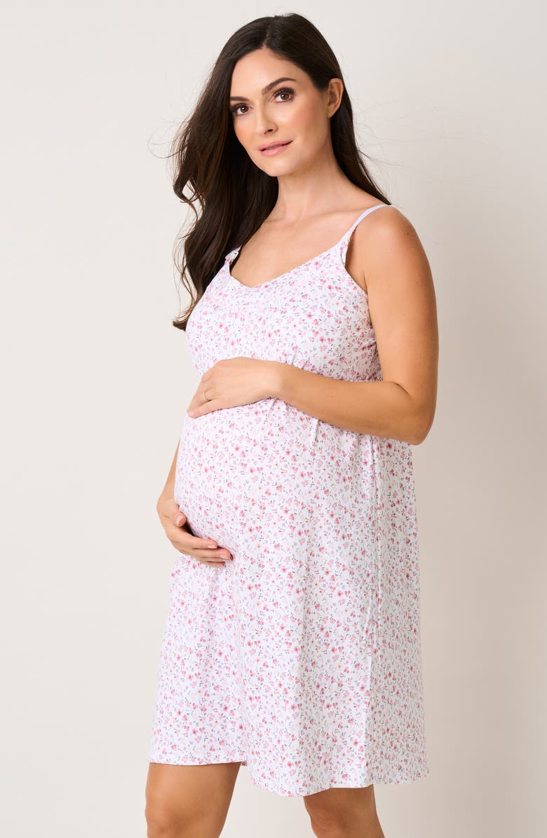 Petite Plume The Hospital Stay Luxe Maternity/Nursing Robe, Nightgown, Baby Blanket & Baby Hat Set, Alternate, color, 