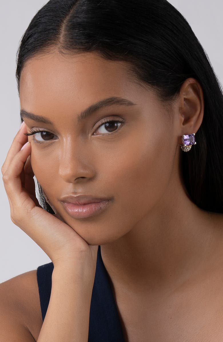 LAGOS Glacier Amethyst Half Hoop Earrings, Alternate, color,