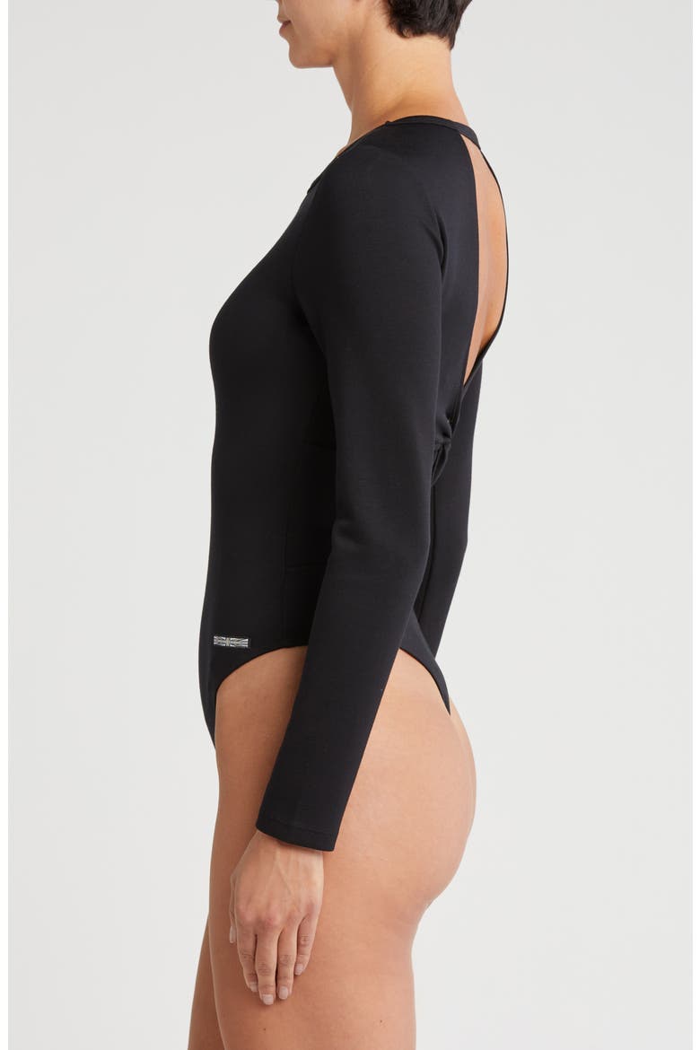 Knot Back Scuba Knit Bodysuit, Alternate, color, BLACK BEAUTY