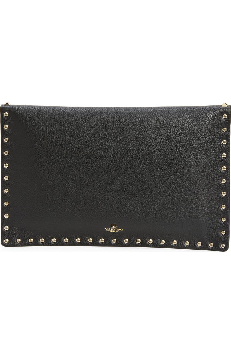 Valentino Garavani Large Rockstud Leather Envelope Pouch, Alternate, color,