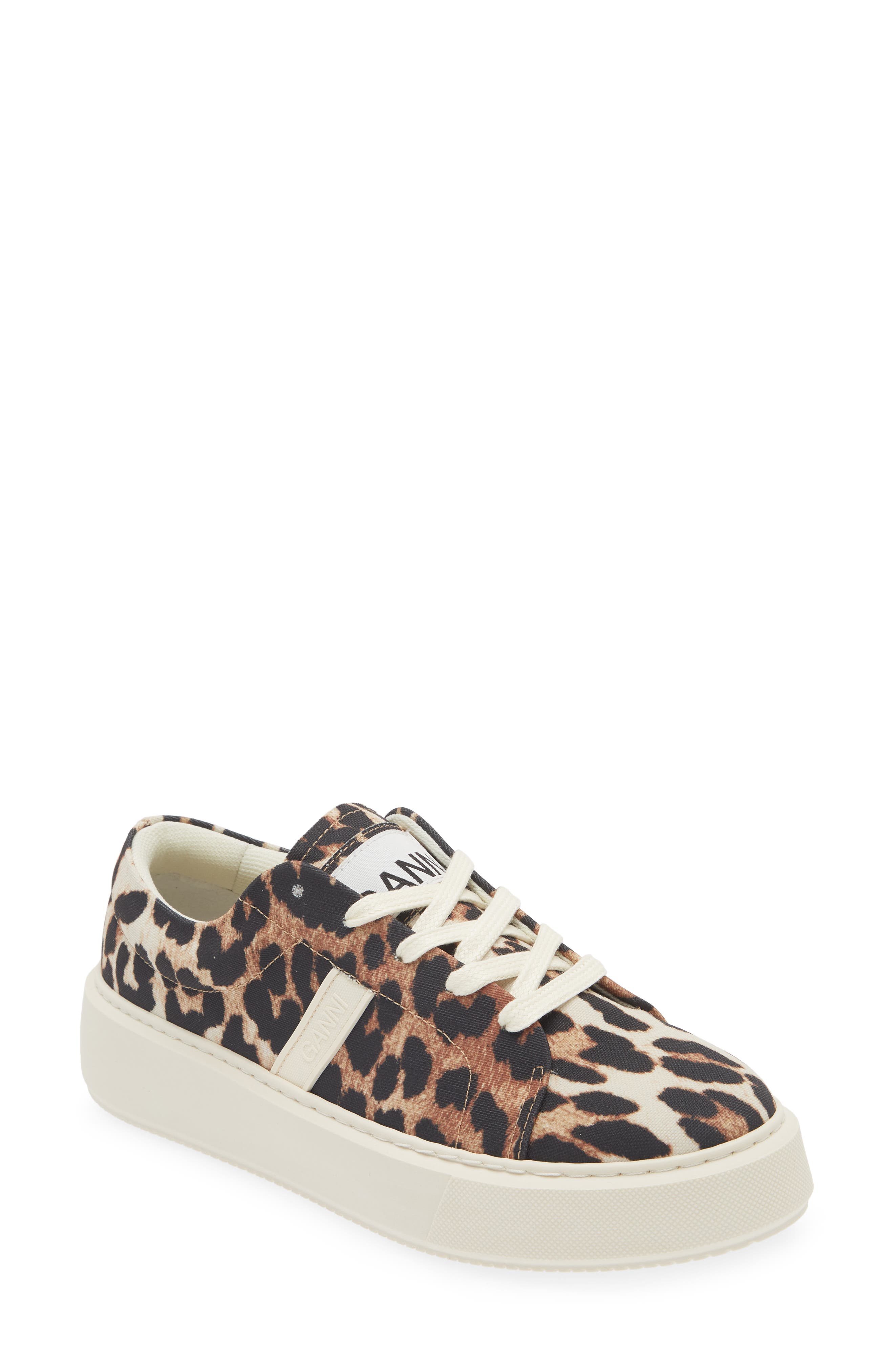 Ganni Sporty Mix Leopard Print Sneaker, Main, color, 