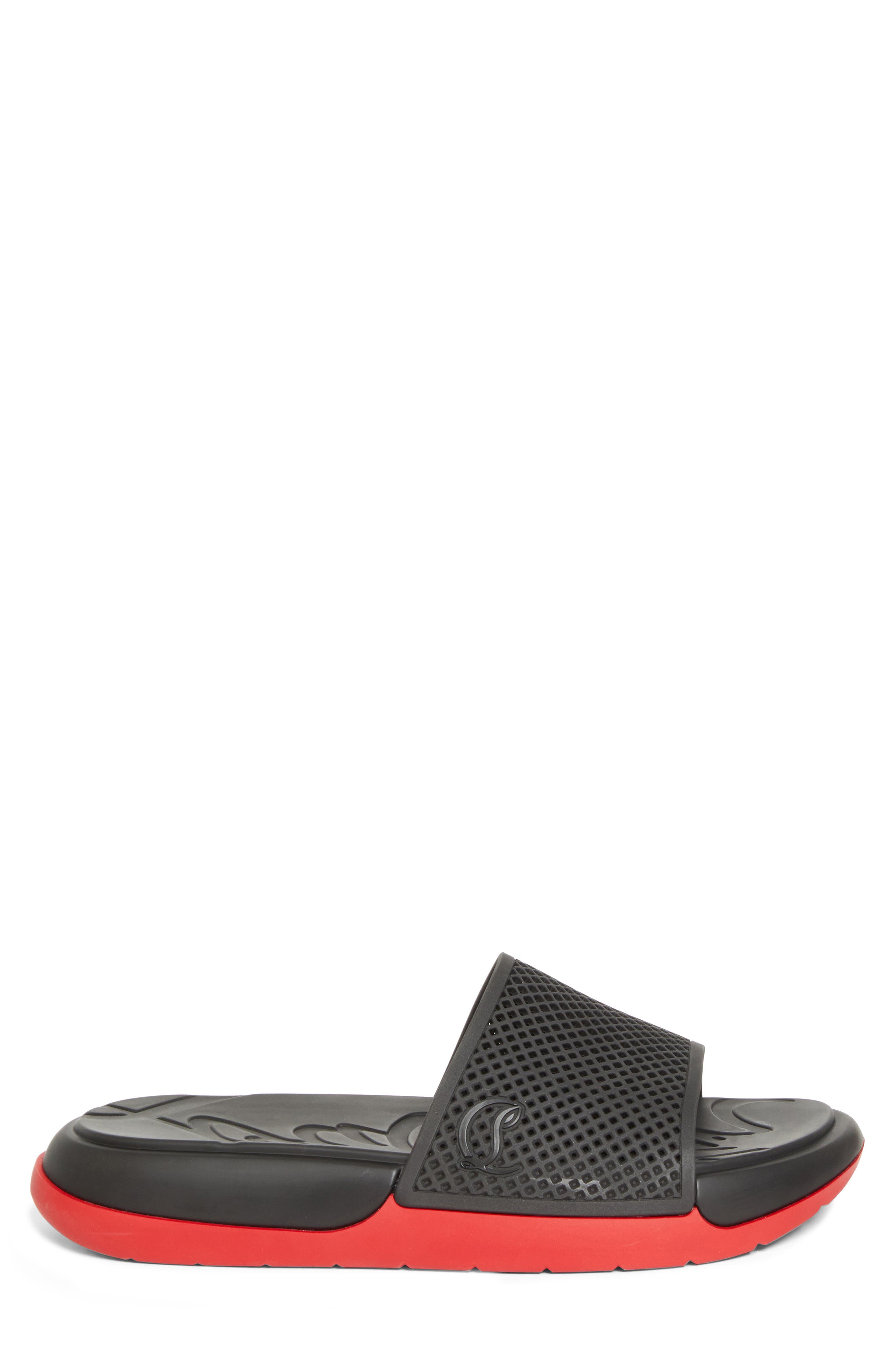 Christian Louboutin Easy Breezy Rubber Slide Sandal, Alternate, color, Black