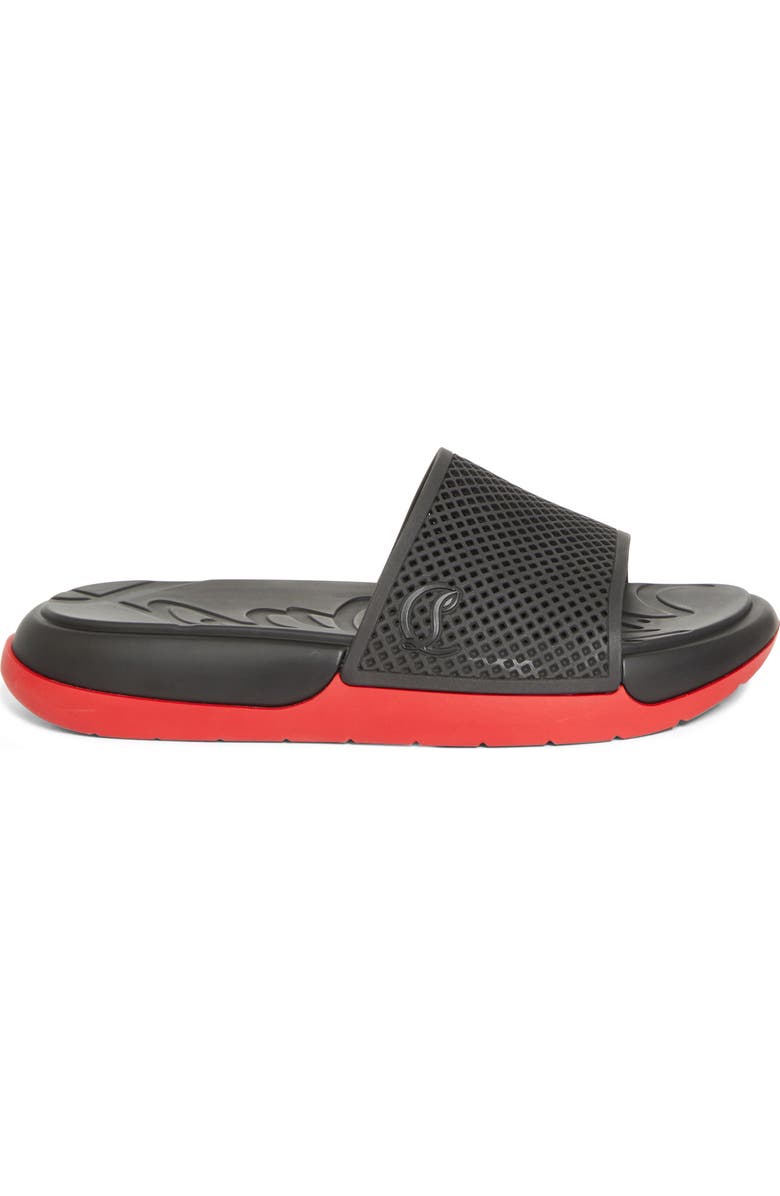 Christian Louboutin Easy Breezy Rubber Slide Sandal, Alternate, color, Black