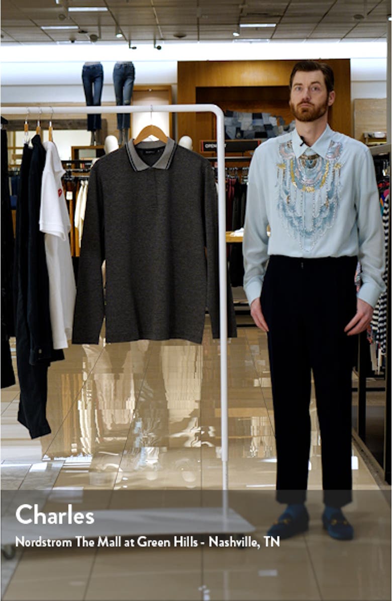 OoohCotton<sup>®</sup> Bird's Eye Long Sleeve Polo Shirt, sales video thumbnail