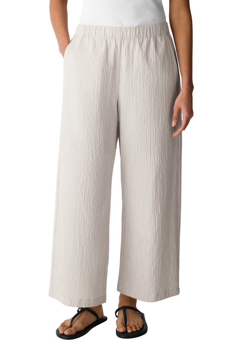 Check Print Wide Leg Ankle Pants, Main, color, CHALK