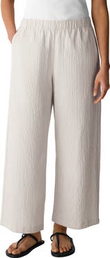 Eileen Fisher Check Print Wide Leg Ankle Pants