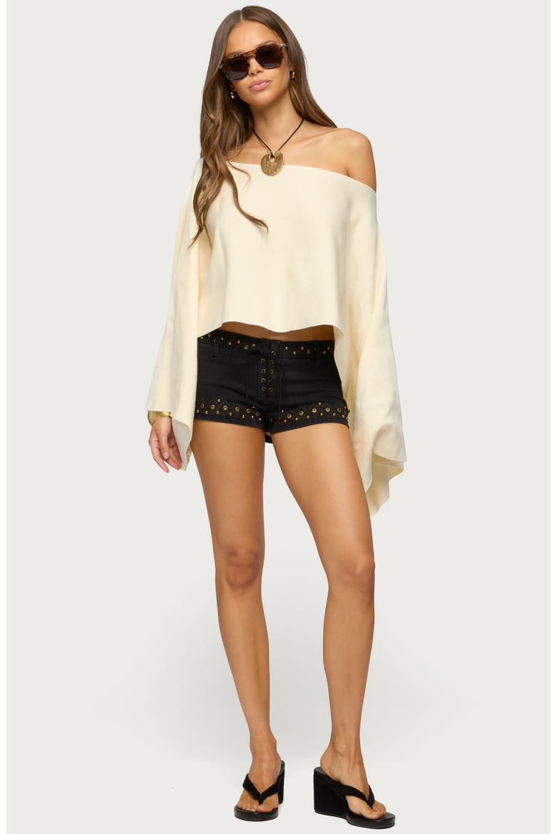 Sharla Off the Shoulder Poncho Top, Alternate, color, CREAM