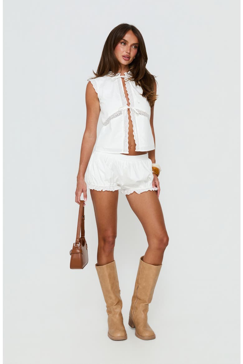 Better Days Broderie Trim Bloomer Shorts, Alternate, color, WHITE