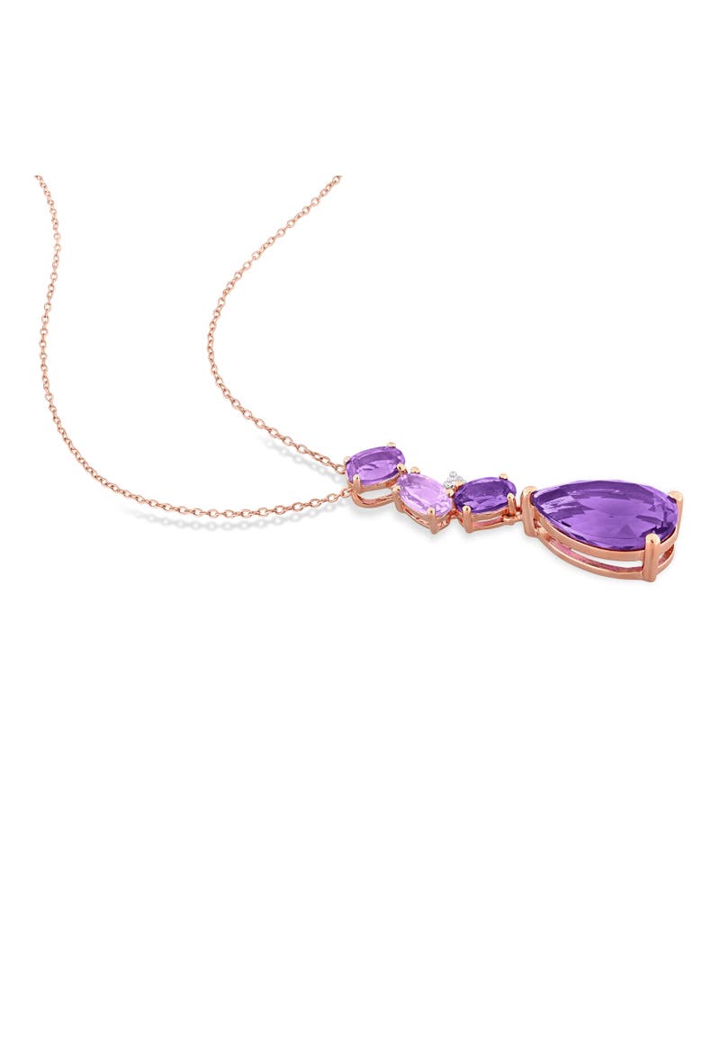 Amethyst Diamond Cluster Pendant Necklace 10k, Alternate, color, Amethyst